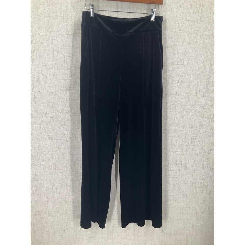 INC International Concepts Pants Womens Medium Black Velvet Wide Leg Minimalist